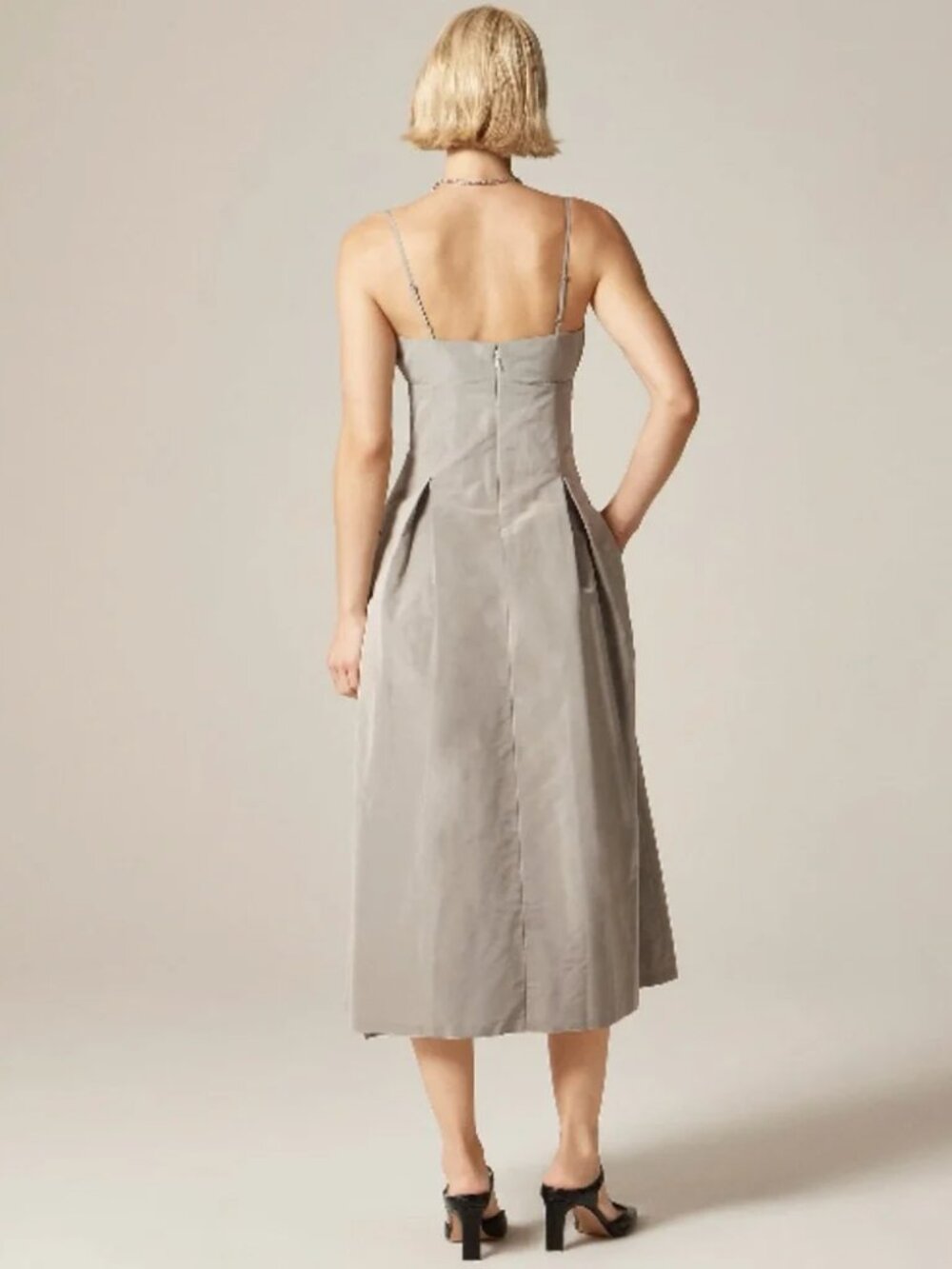 NWT J. Crew Collection Pleated Evening Dress in Taffeta Grey - Picture 3 of 11